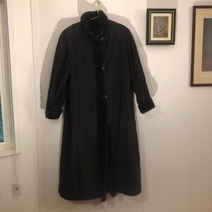 St. John Coat Collection Black Reversible Faux Fur Long Coat Medium